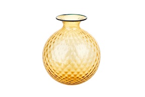 Vaso Monofiore Balloton vetro di Murano ambra con filo orizzonte
