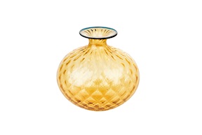 Vaso Monofiore Balloton vetro di Murano ambra con filo orizzonte