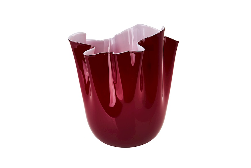 Vase Fazzoletto Murano glass red and pink Venini