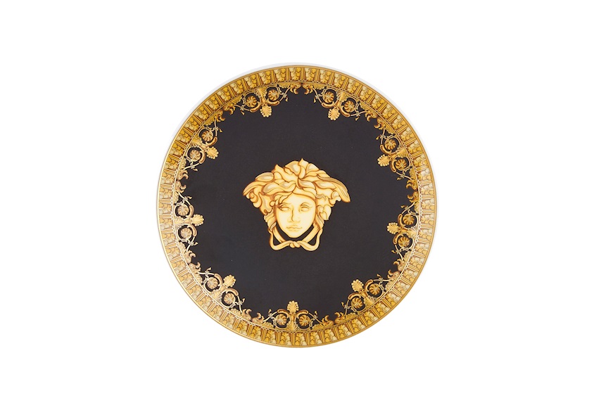 Plate I love baroque porcelain black Versace