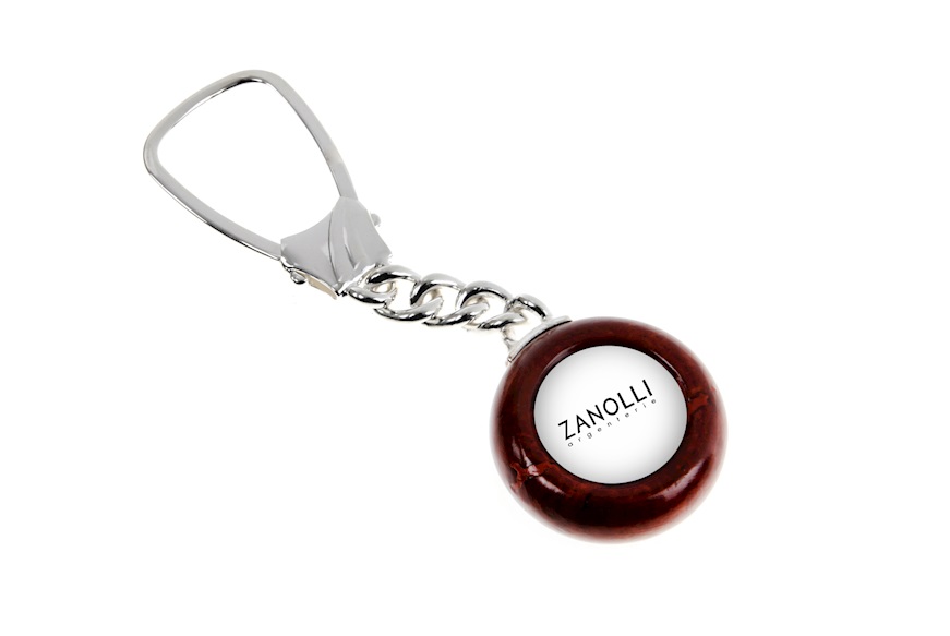 Round keychain silver and briar with space for customizable logos Selezione Zanolli