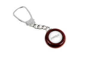 Portachiavi tondo argento e radica con alloggiamento per logo personalizzabile Selezione Zanolli