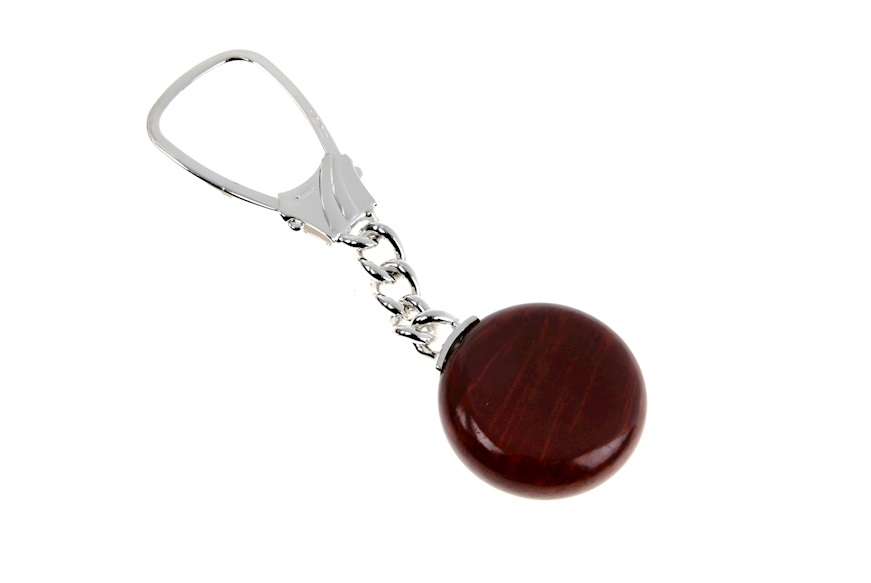 Round keychain silver and briar with space for customizable logos Selezione Zanolli