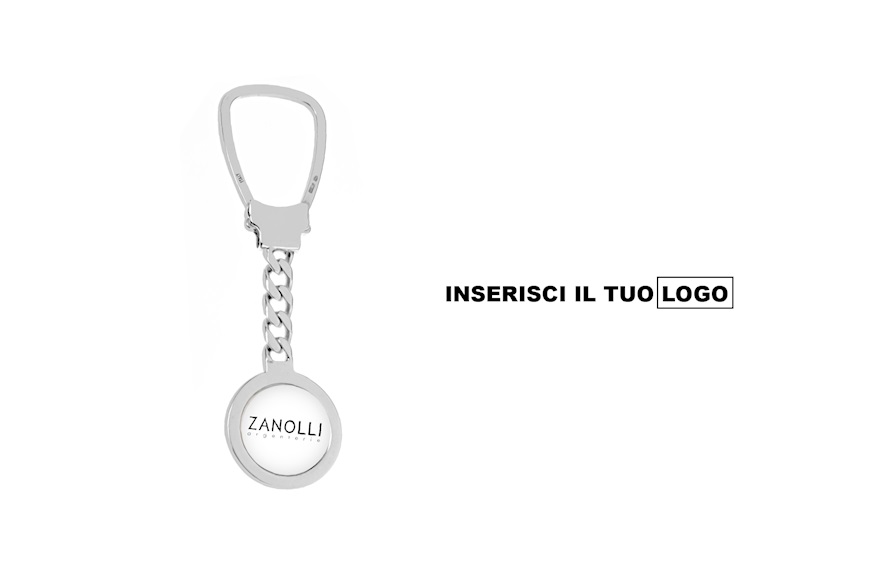 Round keychain silver with space for customizable logos Selezione Zanolli