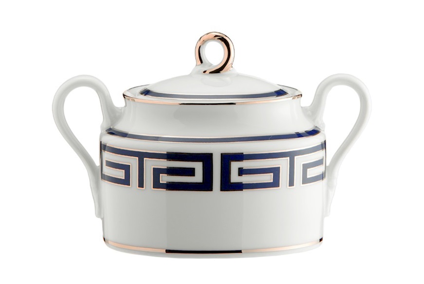 Sugar bowl Labirinto Zaffiro porcelain for two people with lid Richard Ginori