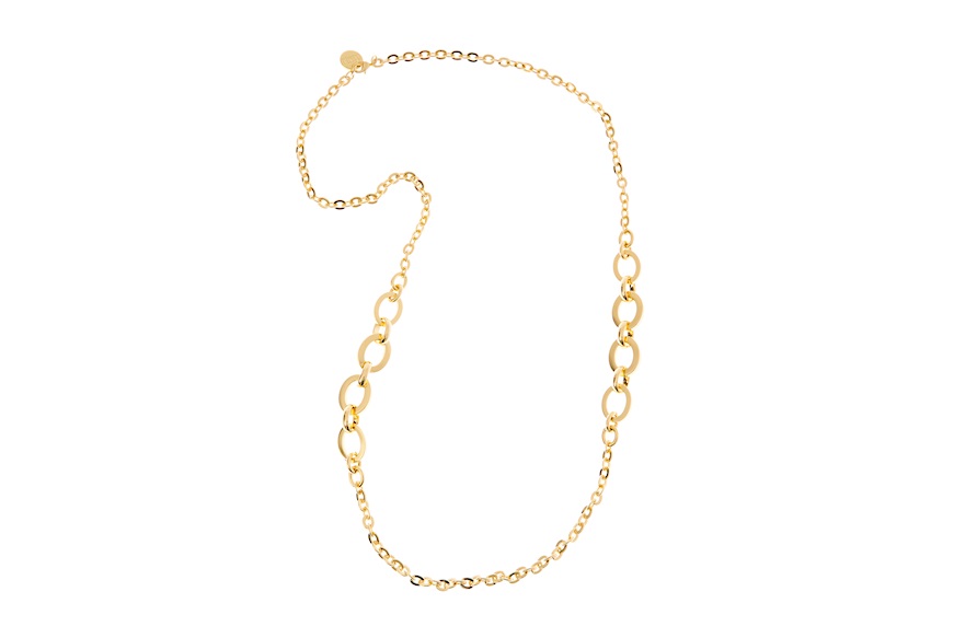 Collana in bronzo dorato con ovali piatti e bombati Unoaerre