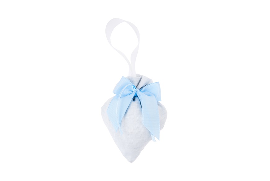 Sacchetto Portaconfetti cuore azzurro con fiocco rigatino bianco Selezione Zanolli