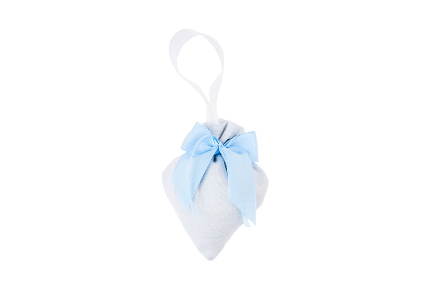 Favor Sugared Almonds blue heart with white striped bow Selezione Zanolli