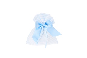 Favor Sugared Almonds striped taffeta with blue bow Selezione Zanolli