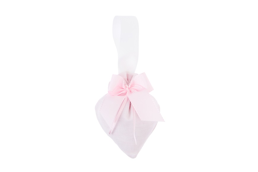 Sacchetto Portaconfetti cuore rosa con fiocco rigatino rosa Selezione Zanolli