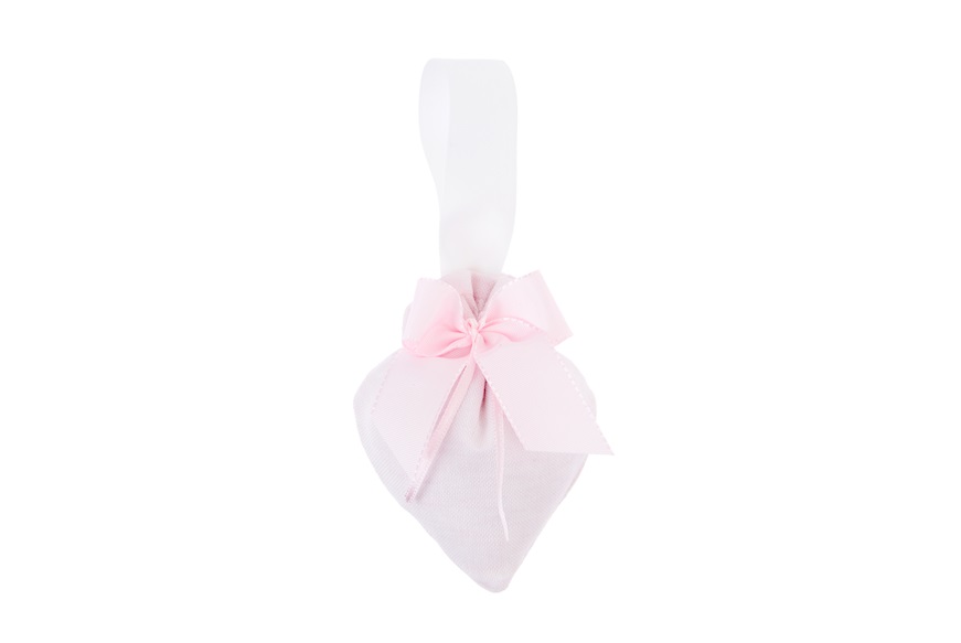 Favor Sugared Almonds pink heart with pink striped bow Selezione Zanolli