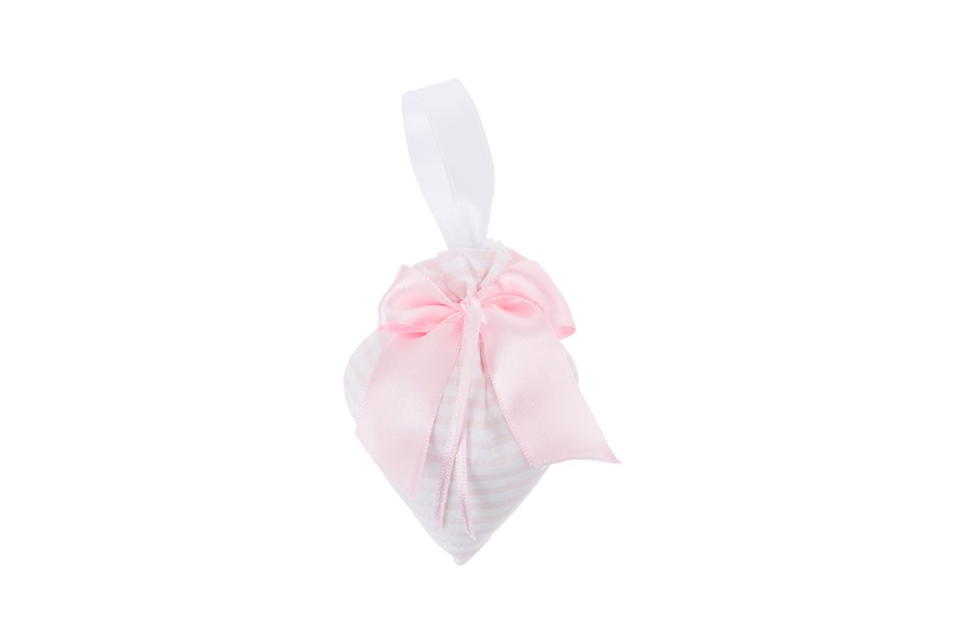 Favor Sugared Almonds taffeta heart with pink satin bow Selezione Zanolli