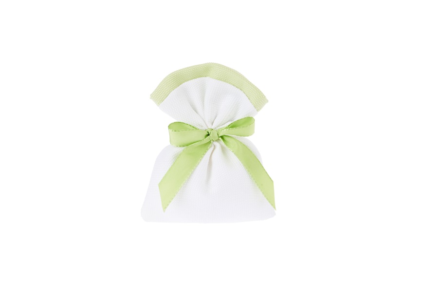 Favor Sugared Almonds bicolored panama with green striped bow Selezione Zanolli