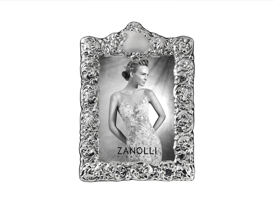 Picture frame silver with engraved band Selezione Zanolli