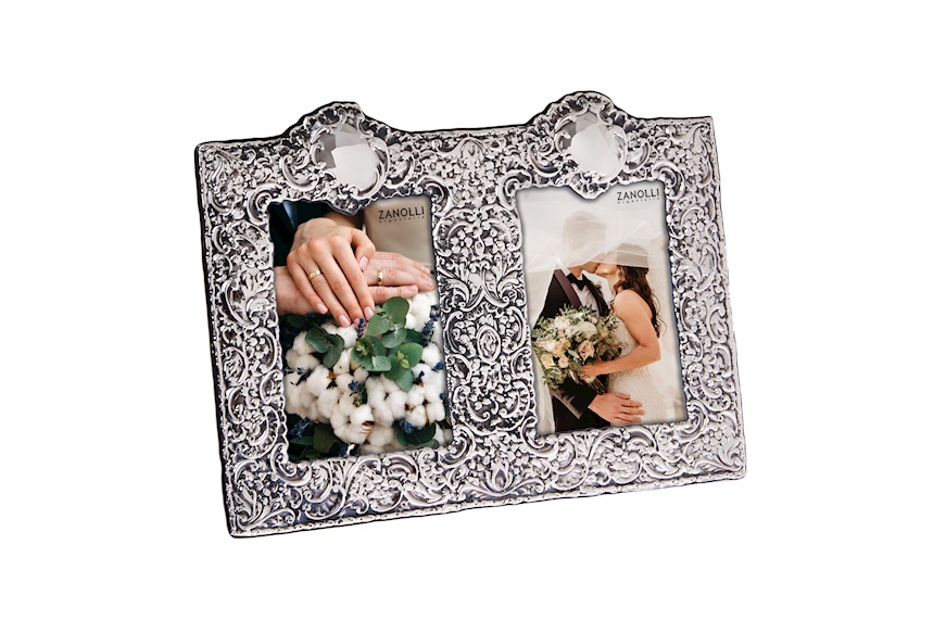 Double picture frame silver in Victorian style Selezione Zanolli