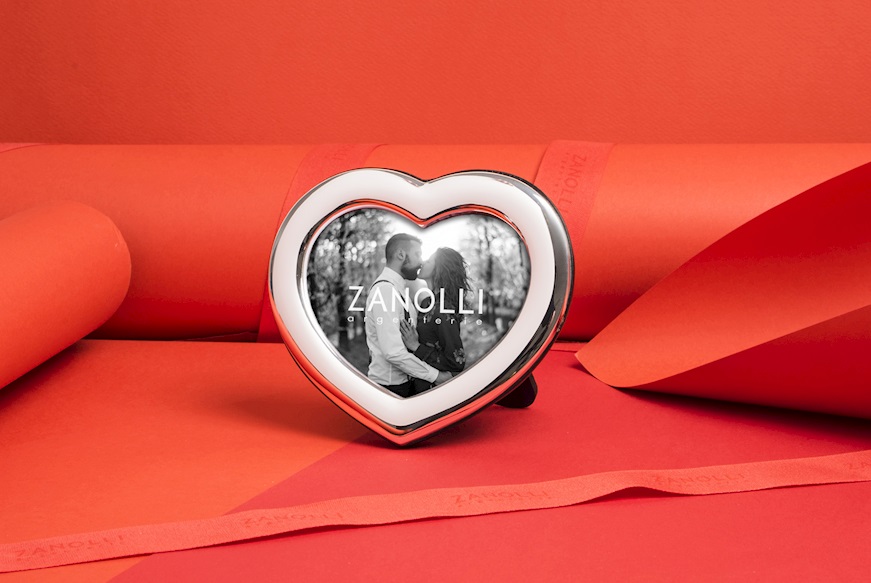 Picture frame silver heart-shape with smooth band Selezione Zanolli