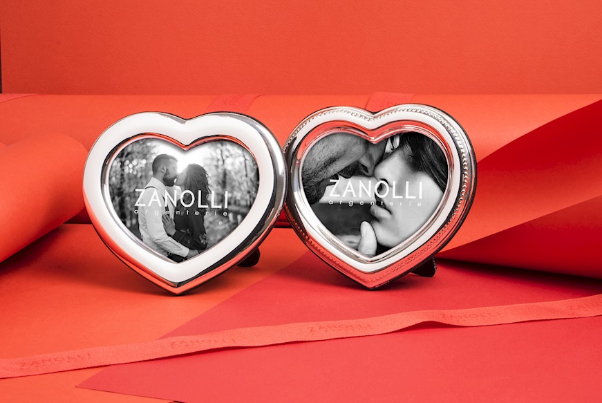Picture frame silver heart-shape with smooth band Selezione Zanolli