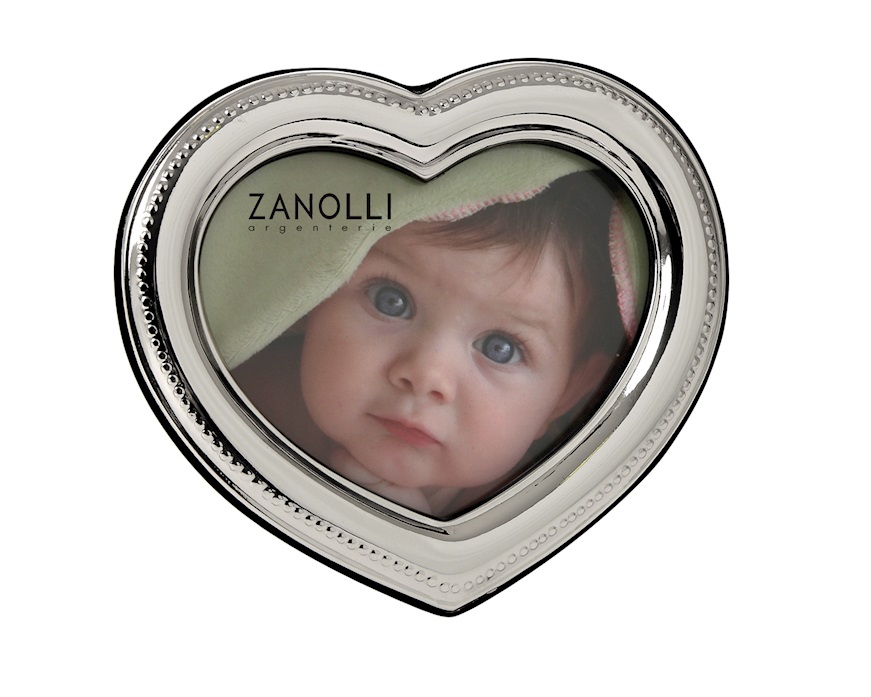 Cornice cuore argento a fascia perlinata Selezione Zanolli