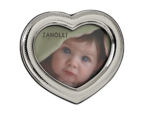 Cornice cuore argento a fascia perlinata Selezione Zanolli
