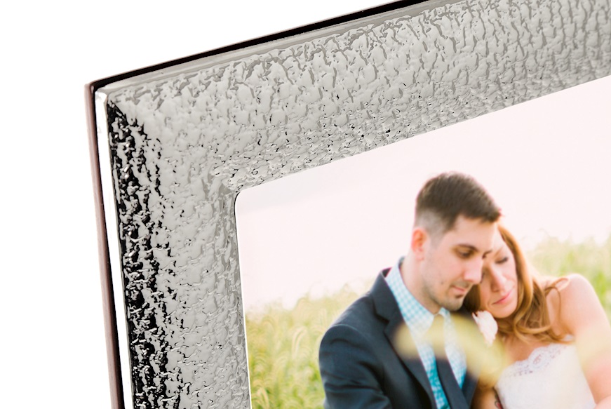 Picture frame silver with leather decoration Selezione Zanolli