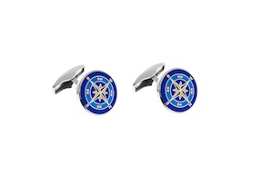 Gemelli argento con rosa dei venti blu Selezione Zanolli
