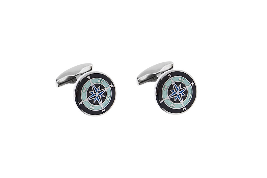 Cufflinks silver grey and black wind rose Selezione Zanolli