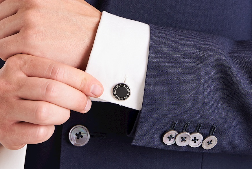 Cufflinks silver with black bezel Selezione Zanolli