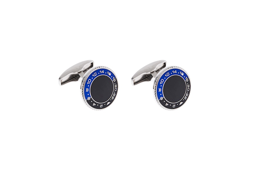 Cufflinks silver with blue and black bezel Selezione Zanolli