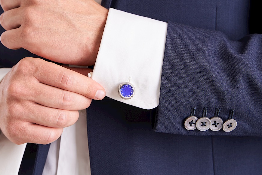 Cufflinks silver with blue bezel Selezione Zanolli