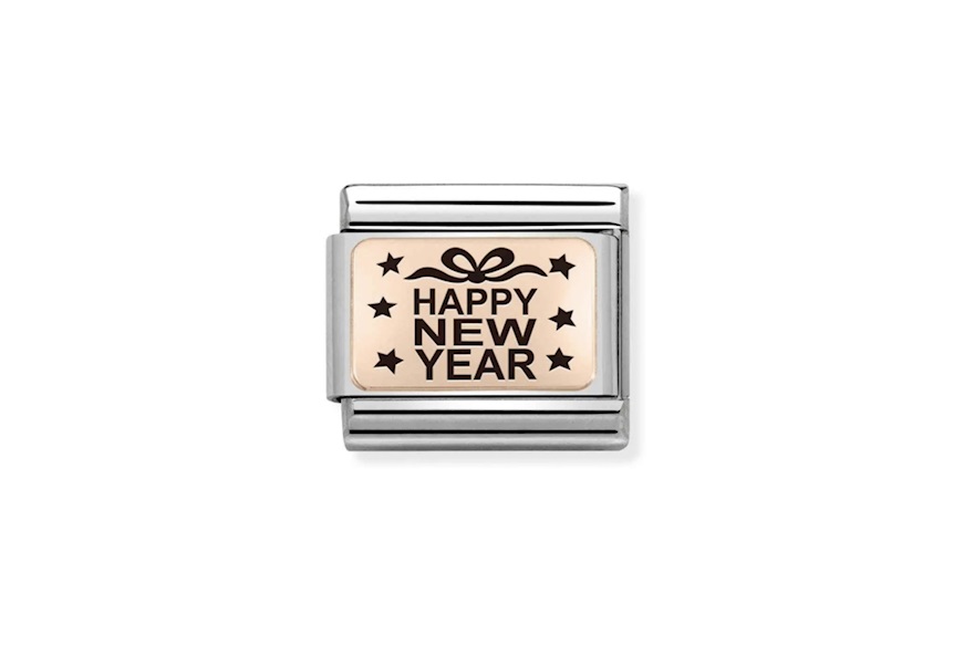Happy New Year Composable acciaio oro rosa 375 e smalto Nomination