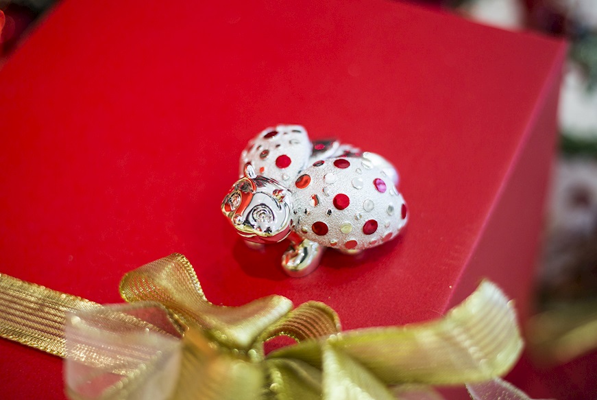 Bomboniera Coccinella con pois rossi Selezione Zanolli