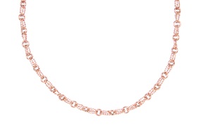 Collana argento rosè con anelli e palline diamantate