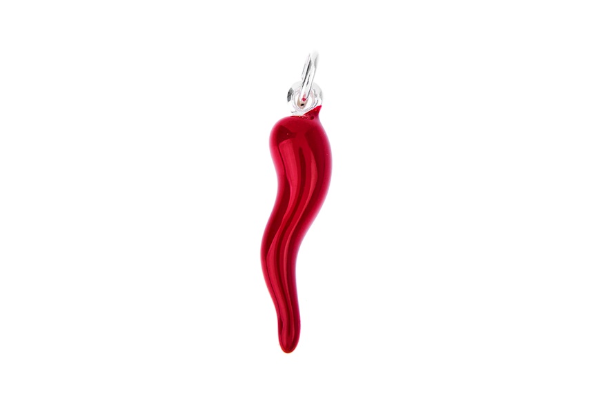 Pendant Lucky Horn silver red medium Selezione Zanolli