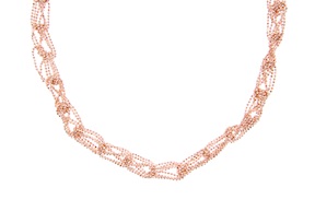 Collana argento intreccio con palline diamantate rosè