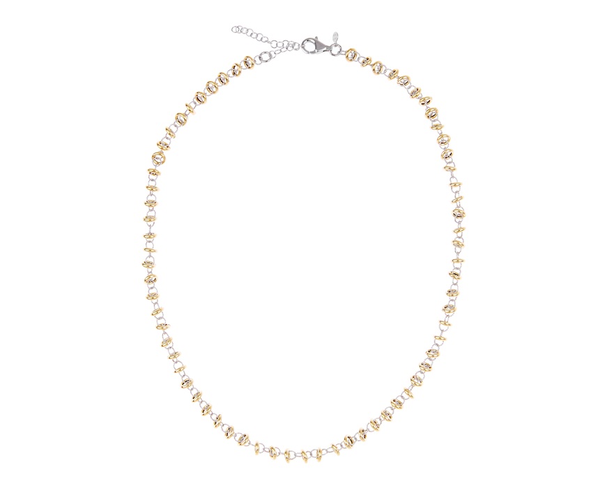 Collana argento dorato con anelli lisci e diamantati Selezione Zanolli