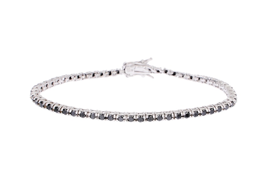 Bracciale Tennis argento 4 griffe con zirconi neri Selezione Zanolli