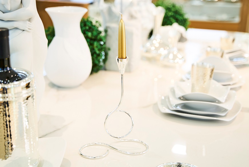 Candlestick silver plated with one flame Selezione Zanolli