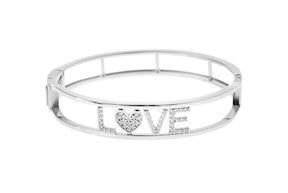 Rigid Bracelet My Name Is silver love with zircons Selezione Zanolli
