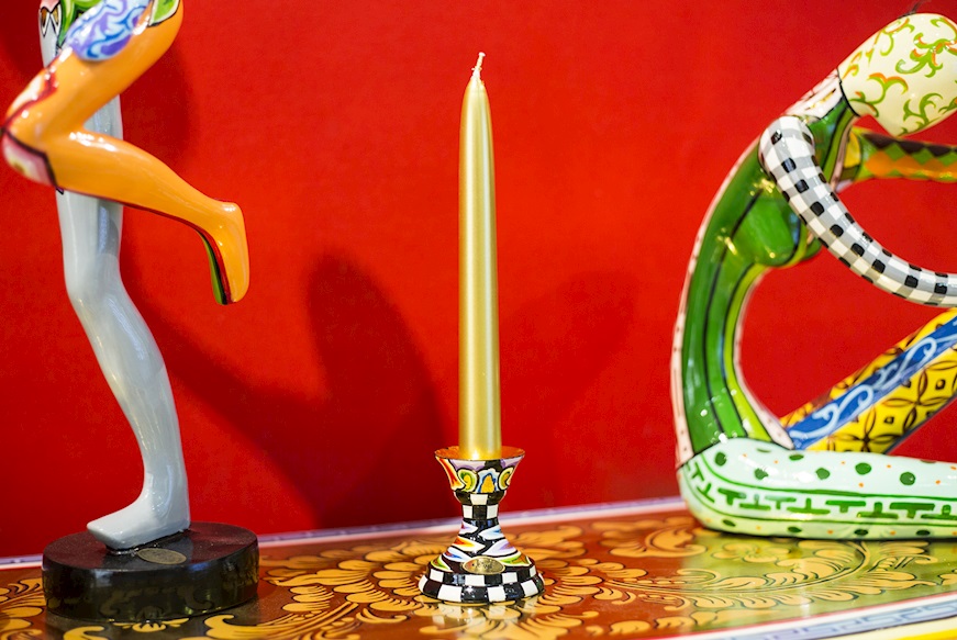 Candlestick Black hand painted Tom's Drag