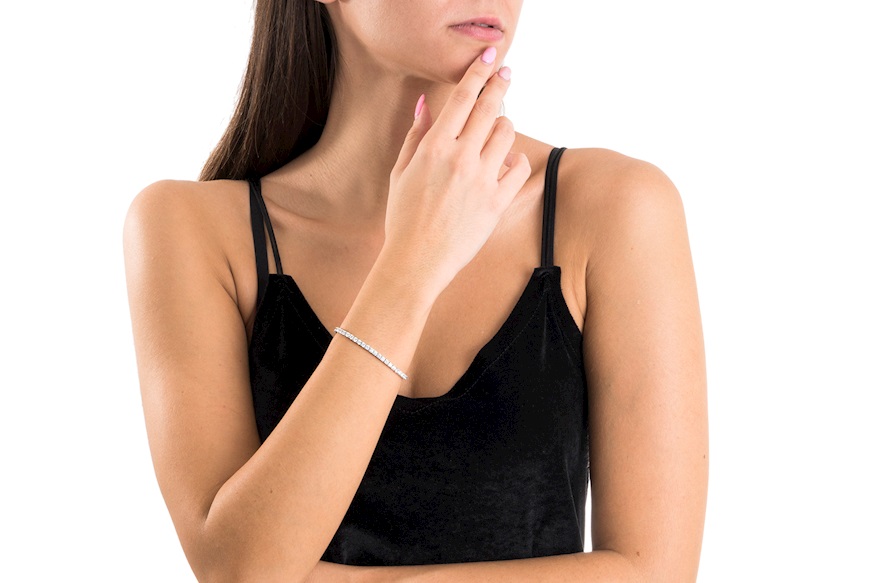 Bracciale tennis argento 4 griffe con zirconi bianchi Selezione Zanolli