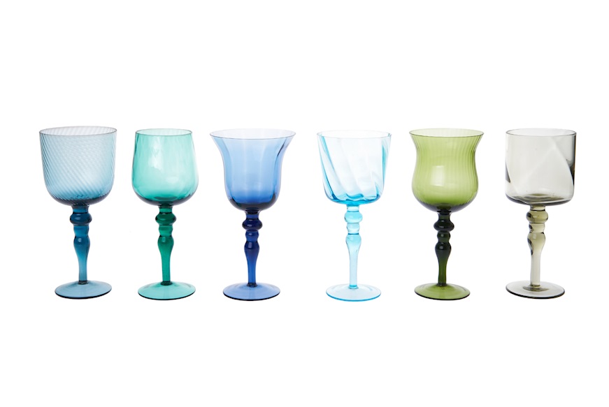 Wine glasses set Diseguale 6 pieces assorted shape Bitossi home
