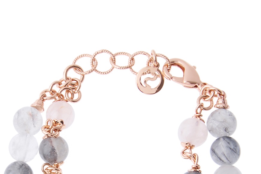Bracelet Agnes with pink and gray quartz, river pearl and gray crystal Sovrani