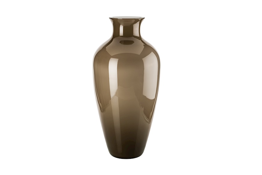Vase Labuan Murano glass taupe and milk white Venini