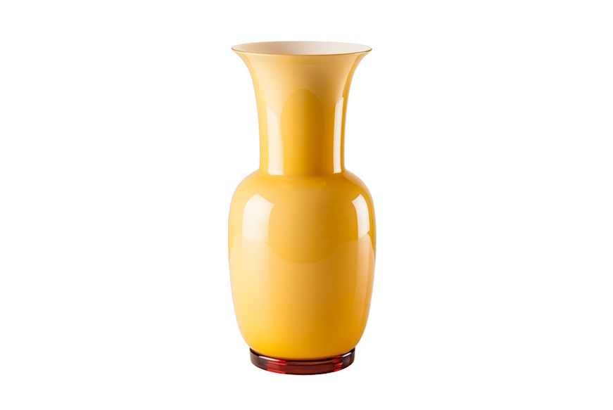 Vaso Opalino vetro di Murano ambra e lattimo Venini