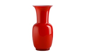 Vaso Opalino vetro di Murano rosso e lattimo