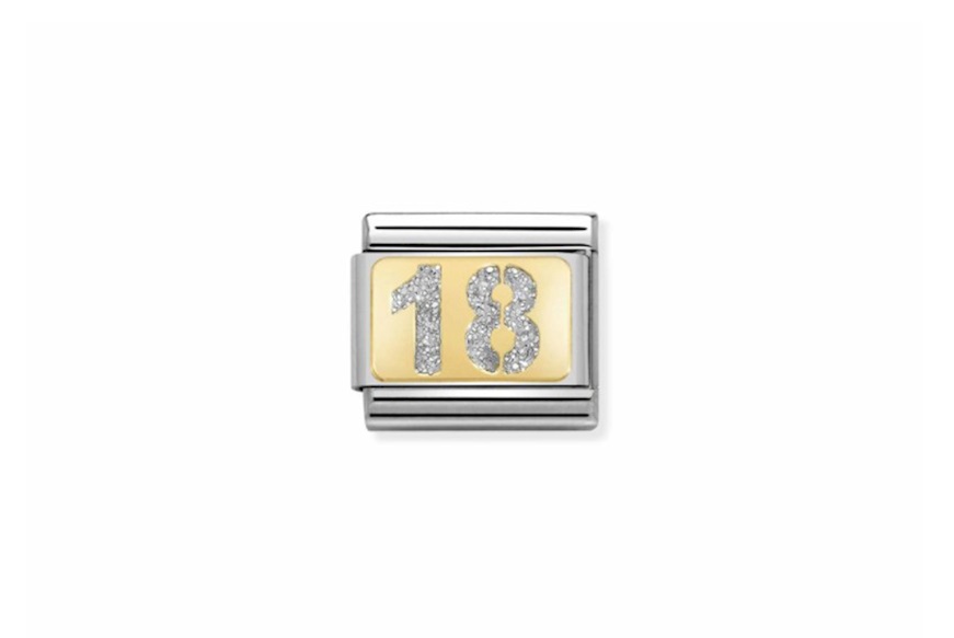 18 Number Composable steel and gold with glitter enamel Nomination