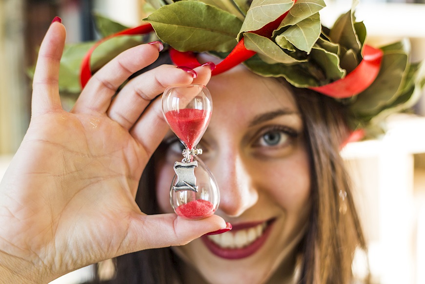 Bomboniera Laurea Clessidra Pergamena con scatola e ciuffo portaconfetti Selezione Zanolli