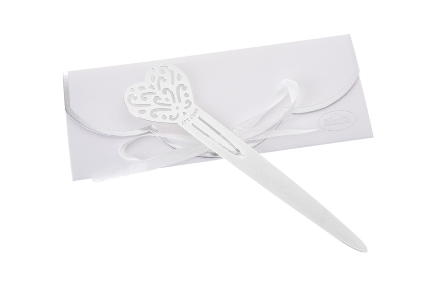 Paper Knife and Bookmark Heart silver plated Selezione Zanolli