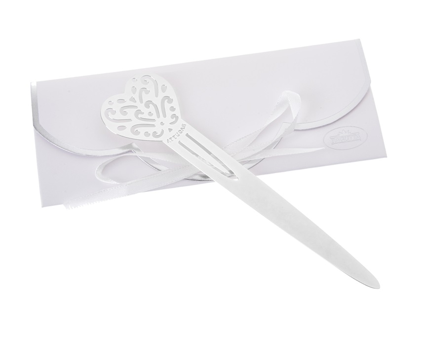 Paper Knife and Bookmark Heart silver plated Selezione Zanolli