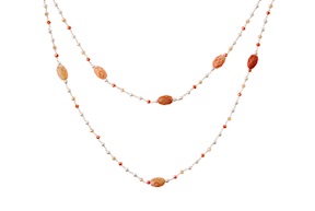 Necklace silver with pearls, crystals and fire agate Selezione Zanolli